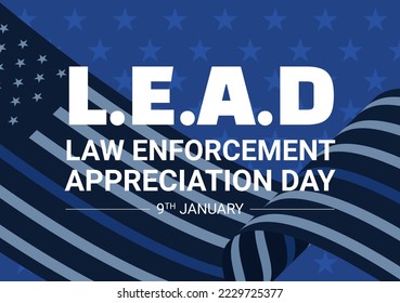 National Law Enforcement Appreciation Day or LEAD on January 9th to Thank and Show Support in Flat Cartoon Hand Drawn Templates Illustration