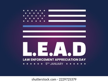 National Law Enforcement Appreciation Day or LEAD on January 9th to Thank and Show Support in Flat Cartoon Hand Drawn Templates Illustration