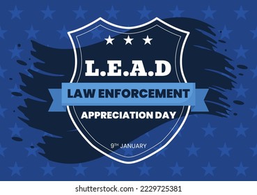 National Law Enforcement Appreciation Day or LEAD on January 9th to Thank and Show Support in Flat Cartoon Hand Drawn Templates Illustration