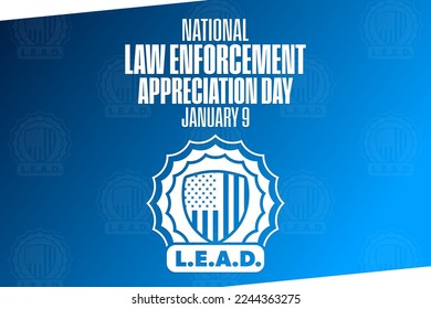 National Law Enforcement Appreciation Day. January 9. Vector illustration. Holiday poster