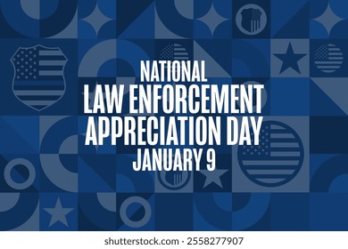 National Law Enforcement Appreciation Day. January 9. Holiday concept. Template for background, banner, card, poster with text. Vector EPS10 illustration