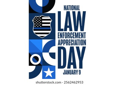 National Law Enforcement Appreciation Day. January 9. Holiday concept. Template for background, banner, card, poster with text. Vector EPS10 illustration