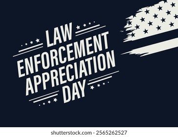 "National Law Enforcement Appreciation Day vector art featuring police badges, handshakes, flags, and symbols of justice. Perfect for honoring officers with a professional, patriotic design."