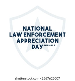 National Law Enforcement Appreciation Day. January 9. White background. Flat design vector. Eps 10.