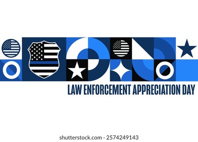 National Law Enforcement Appreciation Day. January 9. Holiday concept. Template for background, banner, card, poster with text. Vector EPS10 illustration