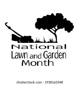 National  Lawn and Garden Month, Silhouette of garden objects and equipment for poster or banner vector illustration