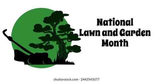National Lawn and Garden Month, simple horizontal banner vector illustration on the theme of landscaping