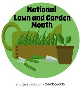 National Lawn and Garden Month, simple banner vector illustration on gardening theme