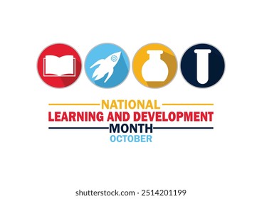 National Learning And Development Month October wallpaper with shapes and typography, banner, card, poster, template. National Learning And Development Month, background
