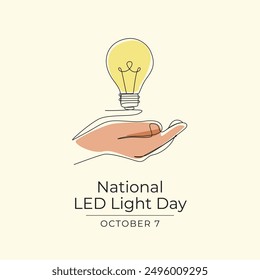 National LED Light Day vector design template good for celebration usage. National LED Light Day design. Continuous line drawing. eps 10.