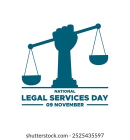 National Legal Services Day, 9th November, vector graphic National Legal Services Day held on 9 November, greeting card, editable template.