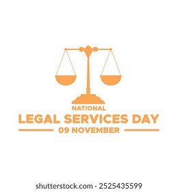 National Legal Services Day, 9th November, vector graphic National Legal Services Day held on 9 November, greeting card, editable template.