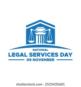 National Legal Services Day, 9th November, vector graphic National Legal Services Day held on 9 November, greeting card, editable template.