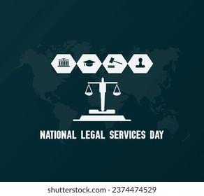 "National Legal Services Day" Celebration Vector Design Illustration for Background. Happy Love Litigating Lawyers Day modern minimal graphic poster illustration. Be a consumer well aware. 