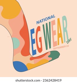 National Legwear Day on september 22, with concept vector illustration colorful legwear so it's shaped like the letter L and typography isolated on cream background for celebrate National Legwear  Day