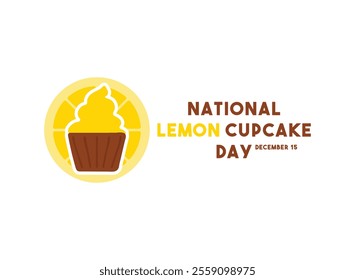 National Lemon Cupcake Day. December 15. White background. Cupcake icon. Eps 10.