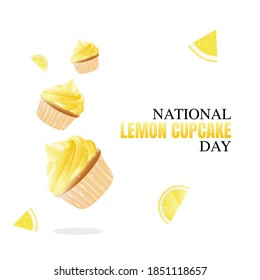 National Lemon Cupcake Day Vektorgrafik. Geeignet für Grußkartenposter und Banner.