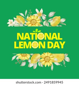 national lemon day design template good for celebration. lemon illustration. flat design. lemon image. VEctor illustration.