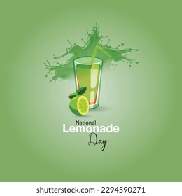 National Lemonade Day vector. Glass of lemonade vector. Halved lemon vector. lemon splash vector