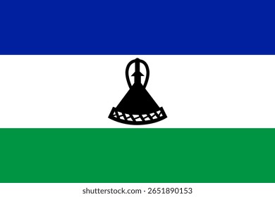 Bandeira nacional do Lesoto. Bandeira de Lesoto. África. Ilustração em 3D.