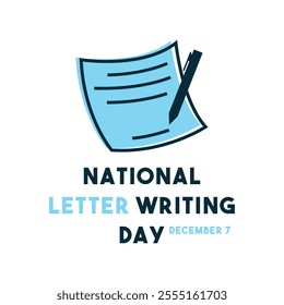 National Letter Writing Day. December 7. White background. Eps 10.