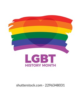 National LGBT History Month vector illustration. LGBT grunge rainbow pride flag with heart shape icon vector. LGBT paint brush flag symbol. LGBT design element isolated on a white background