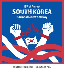 National Liberation Day 15th of August with South Korea Flag. South Korea National Liberation Day vector illustration template for web, banner, flyer, poster.