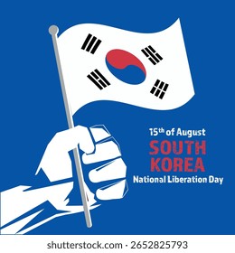 National Liberation Day 15th of August with South Korea Flag. South Korea National Liberation Day vector illustration template for web, banner, flyer, poster.