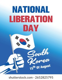 National Liberation Day 15th of August with South Korea Flag. South Korea National Liberation Day vector illustration template for web, banner, flyer, poster.