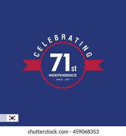 National Liberation Day of Korea. Korean Gwangbokjeol. Abstract background South Korea independence day. 71st day celebration. Blue label