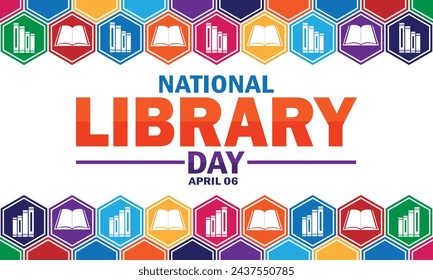 National Library Day wallpaper with shapes and typography. National Library Day, background