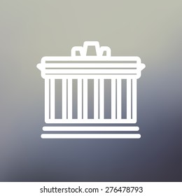 Línea delgada del icono de la Biblioteca Nacional para diseño de páginas web y móviles, minimalista moderno y plano. Icono blanco vectorial en el fondo de malla gradiente.