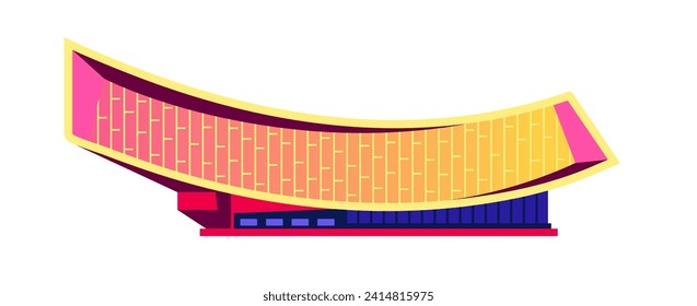 Biblioteca Nacional de Sejong - imagen aislada de diseño plano. Clara ilustración detallada del edificio de arquitectura coreana. El techo curvo del edificio sigue la curvatura de la página