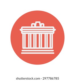 National library thin line icon for web and mobile minimalistic flat design. Vector white icon inside the red circle.