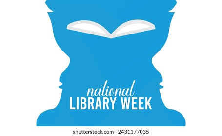 Semana de la biblioteca nacional observada cada año en abril. Plantilla para fondo, pancarta, tarjeta, afiche con inscripción de texto.