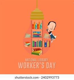 National Library Workers Day vector illustration