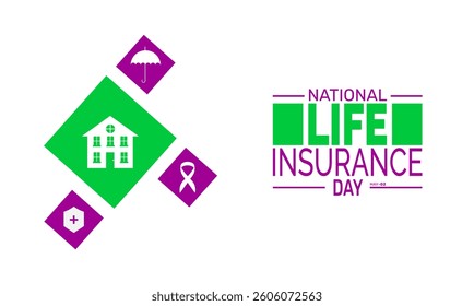 National Life insurance day. Holiday concept. perfect for  blue Background Template, placard, Banners, Cards, Posters design template, Classic Social Media Post with text inscription.