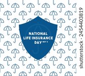 National Life Insurance Day. May 2. Seamless pattern umbrella line icon. Eps 10.