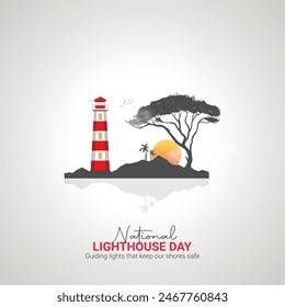 National Lighthouse Day creative ads design. Lighthouse Day element isolated on Template for background. Lighthouse Day Poster, vector, illustration, August 7. Important day