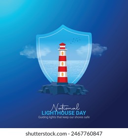 Diseño de anuncios creativos del Día Nacional del Faro. Elemento del día del faro aislado en la Plantilla para el fondo. Afiche del Día del Faro, Vector, ilustración, 7 de agosto. Día importante