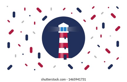 National Lighthouse Day. Holiday, celebrated annual in August 7. Navigational aid for maritime pilots at sea. Design with lighthouse. Poster, greeting card, banner and background. Vector illustration