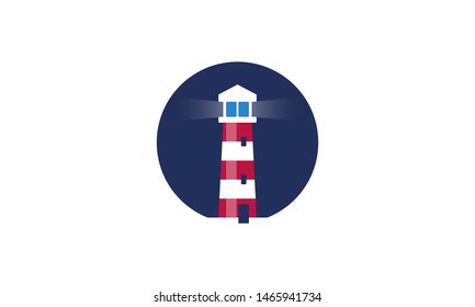 National Lighthouse Day. Holiday, celebrated annual in August 7. Navigational aid for maritime pilots at sea. Design with lighthouse. Poster, greeting card, banner and background. Vector illustration