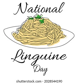 National Linguine Day, traditional pasta for postcard or menu design vector illustration