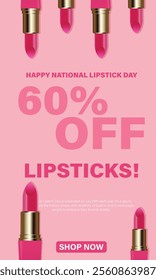 National lipstick day flat vector template design, lipstick day sale promotion design