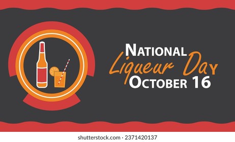 National Liqueur Day vector banner design with geometric shapes and vibrant colors on a horizontal background. Happy National Liqueur Day modern minimal poster.