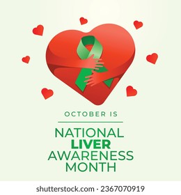 National Liver Awareness Month vector design template good for celebration usage. green ribbon vector illustration. flat design. vector eps 10.