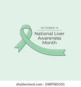 National Liver Awareness Month vector design template good for celebration usage. Liver Awareness design. green ribbon design. Continuous line drawing. eps 10.