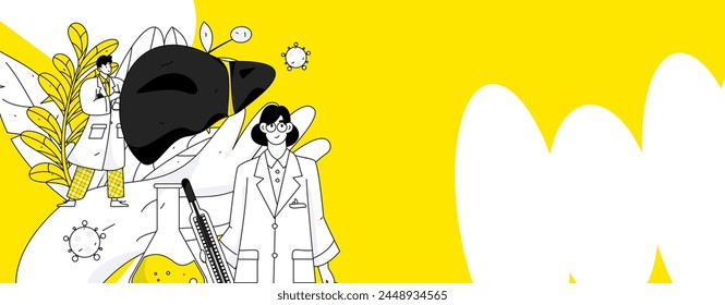 National Liver Protection Day Medical Characters Flat Vector Concept Operation Hand Drawn Illustration
