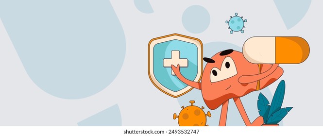 National Liver Protection Day Medical Characters Flat Vector Concept Operation Hand Drawn Illustration
