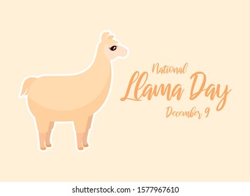 National Llama Day vector. Llama cartoon character. Brown Llama icon. Llama Day Poster, December 9